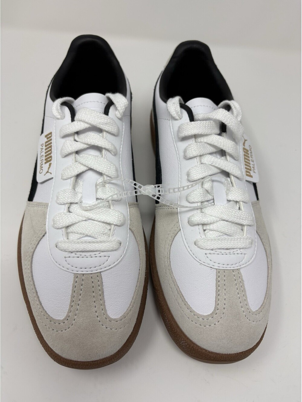 Puma Palermo Leather Sneakers - White / Black / Gum - NWOT Size 10 Womens